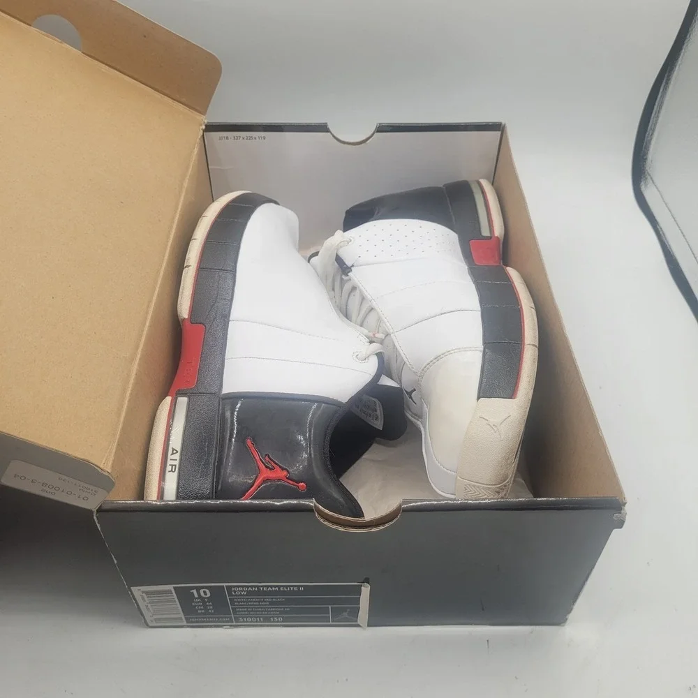 Air Jordan Team Elite II‎ Low White/Varsity Red Black Size 10 Model 310011-130